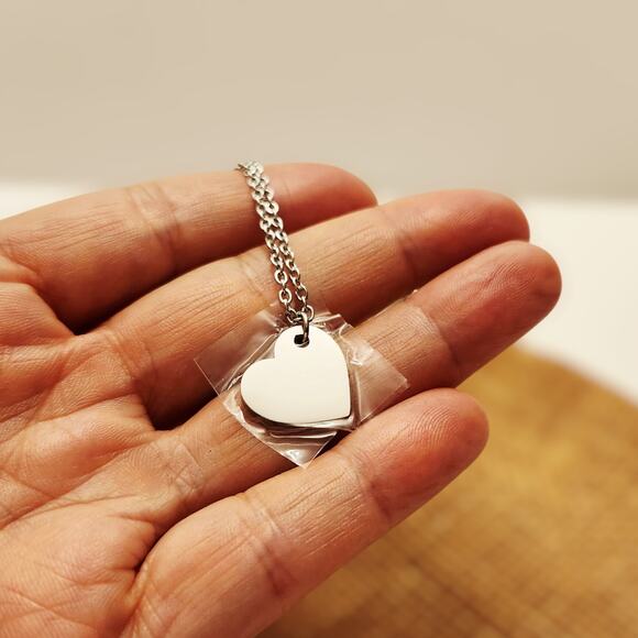 Silver Heart Stainless Steel Pendant Necklace - Picture 1 of 6
